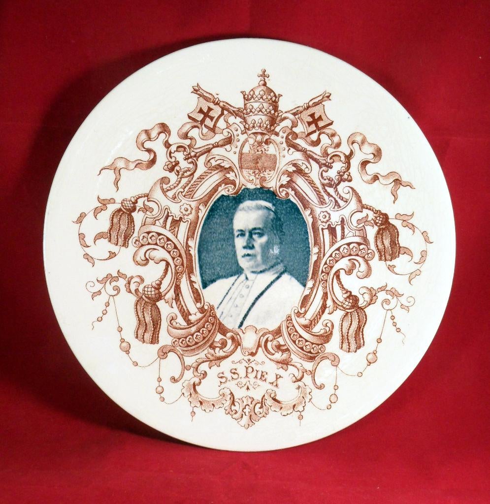 Paus Pius X,  Sarrequemine aardewerk, Ophalen of Verzenden, Zo goed als nieuw, Overige typen, Christendom | Katholiek