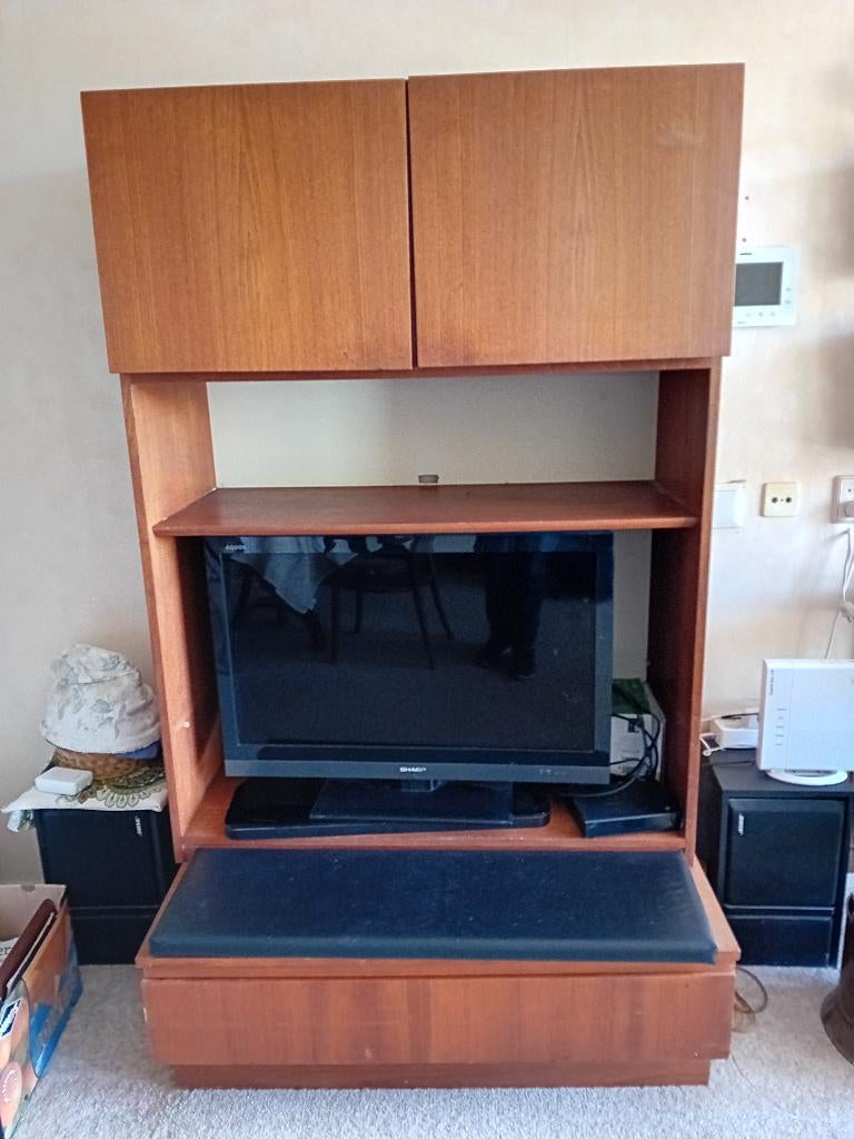 Wandmeubel, Huis en Inrichting, Kasten | Wandmeubels, Ophalen, Gebruikt, Met deur(en), Teakhout