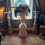 Grote gietijzeren tuinvaas baardman met sokkel, Ophalen