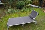 Ligstoel met zonnescherm, Tuin en Terras, Ligbedden, Ophalen, Zo goed als nieuw, Aluminium, Verstelbaar