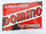 Domino emaille reclamebord schoenkreem en trooppommade, Ophalen of Verzenden, Gebruikt, Reclamebord