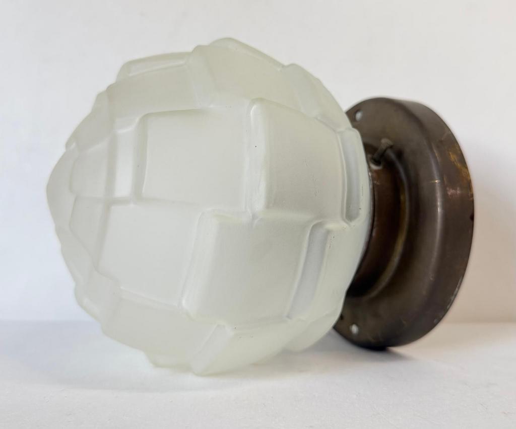 Art Deco Thabur Artisjok matglas 1930 vintage plafondlamp, Antiek en Kunst, Antiek | Lampen, Ophalen of Verzenden