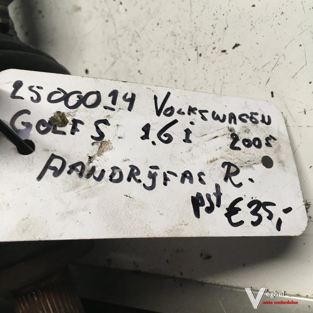 Vw Golf 5 1.6 5drs 2005 2500114   Aandrijfas Rechtsvoor    1, Auto-onderdelen, Transmissie en Toebehoren, Gebruikt, Ophalen of Verzenden