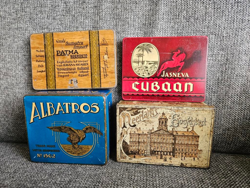 Set van 4 Oude Sigaren Blikken, Ophalen of Verzenden, Gebruikt, Overige, Overige merken