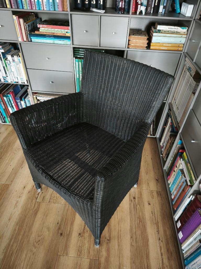 Tuinstoelen wicker zwart 4 st., Ophalen, Gebruikt, Wicker