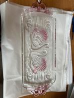 Vintage Glazen Dienblad met Zwanen en Roze Details, Antiek en Kunst, Antiek | Glas en Kristal, Ophalen of Verzenden