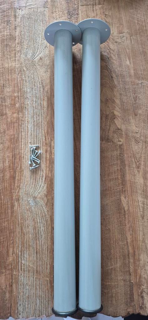 2x IKEA Adils tafelpoot lichtgrijs met schroeven, Ophalen, Tafelpoot, Gebruikt, 50 tot 100 cm