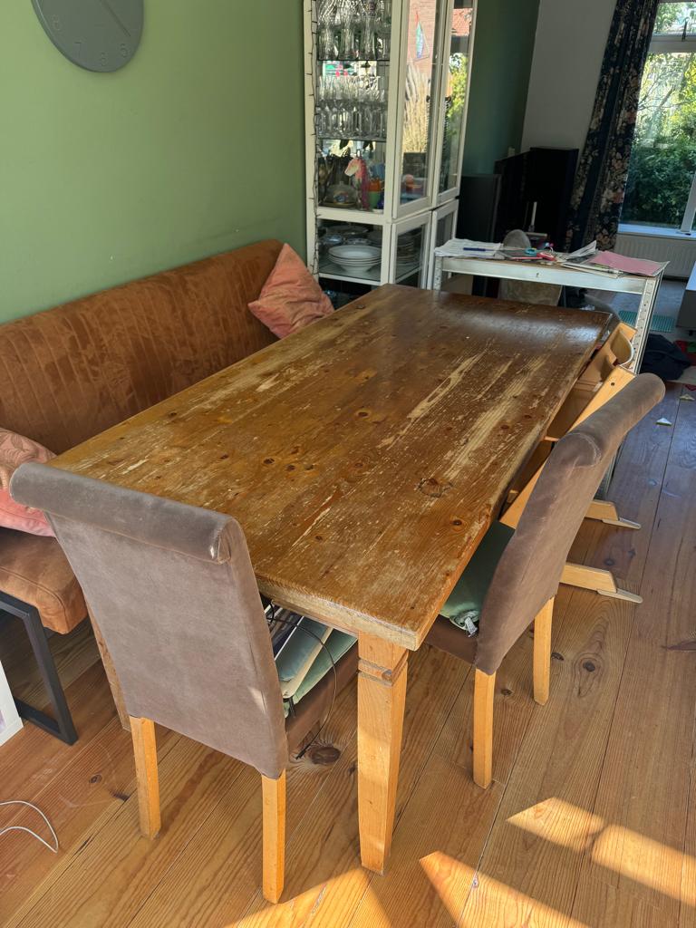 Mooie oude grenen houten eettafel, Huis en Inrichting, Tafels | Eettafels, Ophalen, Gebruikt, 50 tot 100 cm, Vijf personen of meer