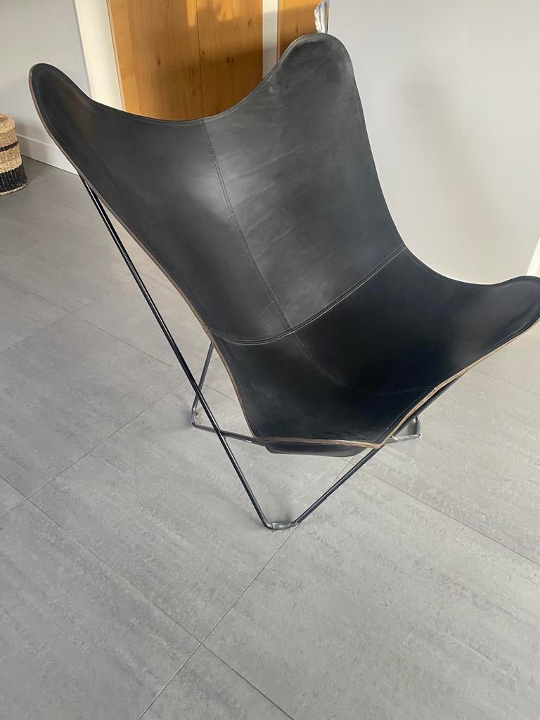 Cuero vlinderstoel, Ophalen, Gebruikt, Zwart, Leer