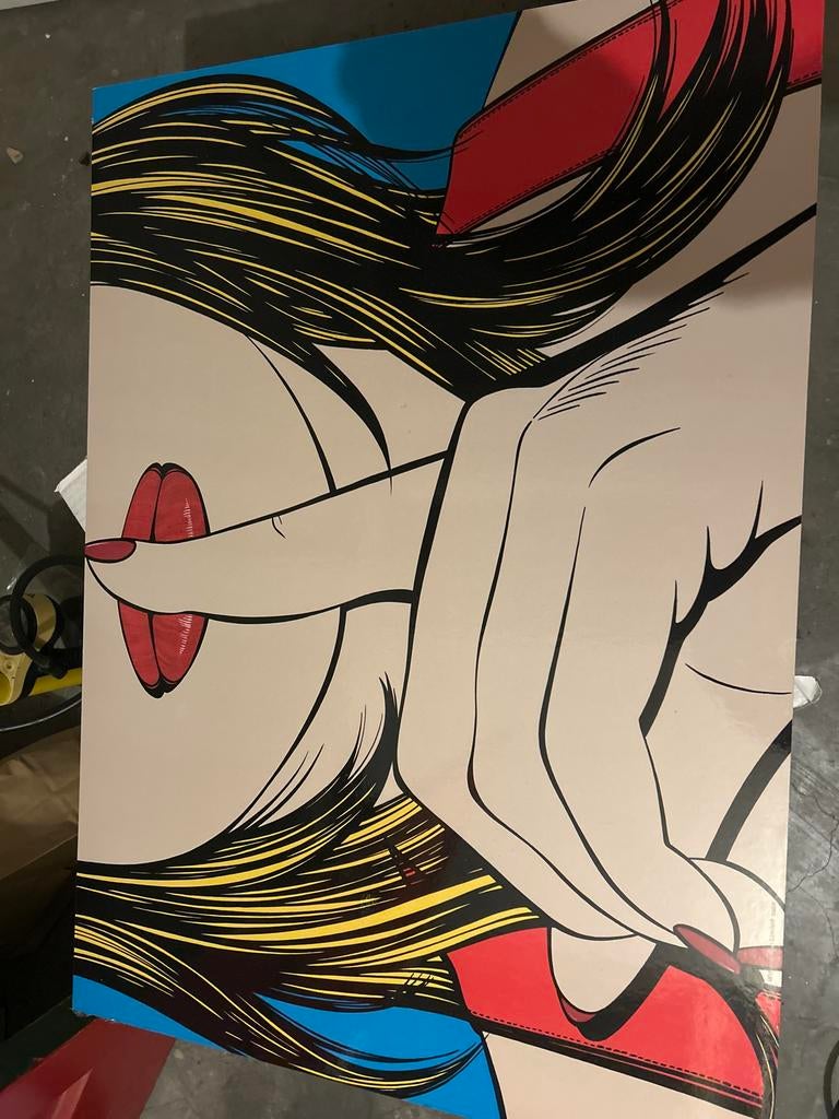 Pop Art Schilderij "Shhh..." - Moderne Kunst, Antiek en Kunst, Kunst | Schilderijen | Modern, Ophalen of Verzenden