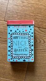 Hema Pleister blik 9x6x2,5cm Anything nice may happen tomor, Ophalen of Verzenden, Gebruikt, Overige