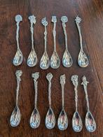 12 complete verzilverde bloemmotief lepels  Posthoorn, Antiek en Kunst, Ophalen of Verzenden