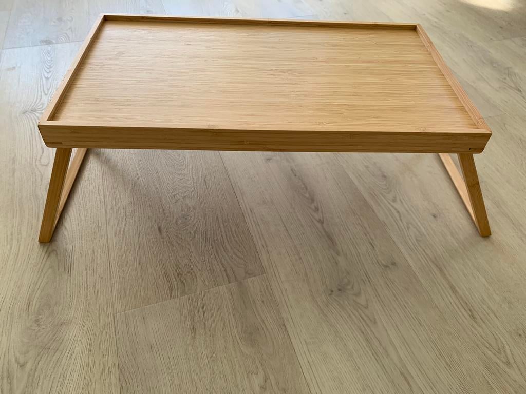 Ikea Resgods (bed) tafeltje inklapbaar, bamboe, Ophalen, 50 tot 100 cm, Zo goed als nieuw, Minder dan 50 cm