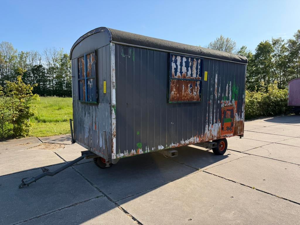 Degelijke Schaftkeet, pipowagen, schaftwagen, foodtruck, Doe-het-zelf en Verbouw, Bouwketen en Schaftketen, Ophalen, Zo goed als nieuw