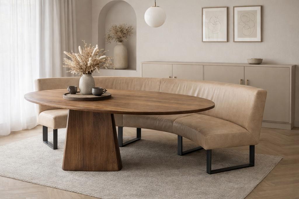 Ovale Eetbank 230cm showmodel, Huis en Inrichting, Ophalen, Japandi, Industrieweg 25, Overige kleuren