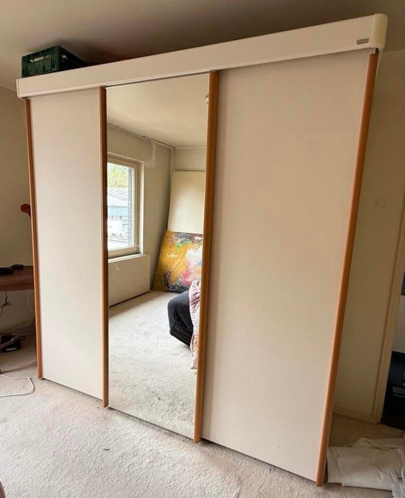 Zeer ruime Norma kledingkast met spiegel schuifdeuren, Ophalen, Gebruikt, 200 cm of meer, Glas