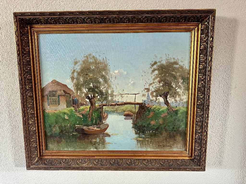 Sfeervol landschap schilderij Jan Knikker sr. –