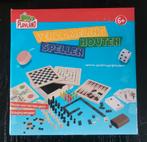 Verzameling houten spellen in houten box., Ophalen of Verzenden, Zo goed als nieuw