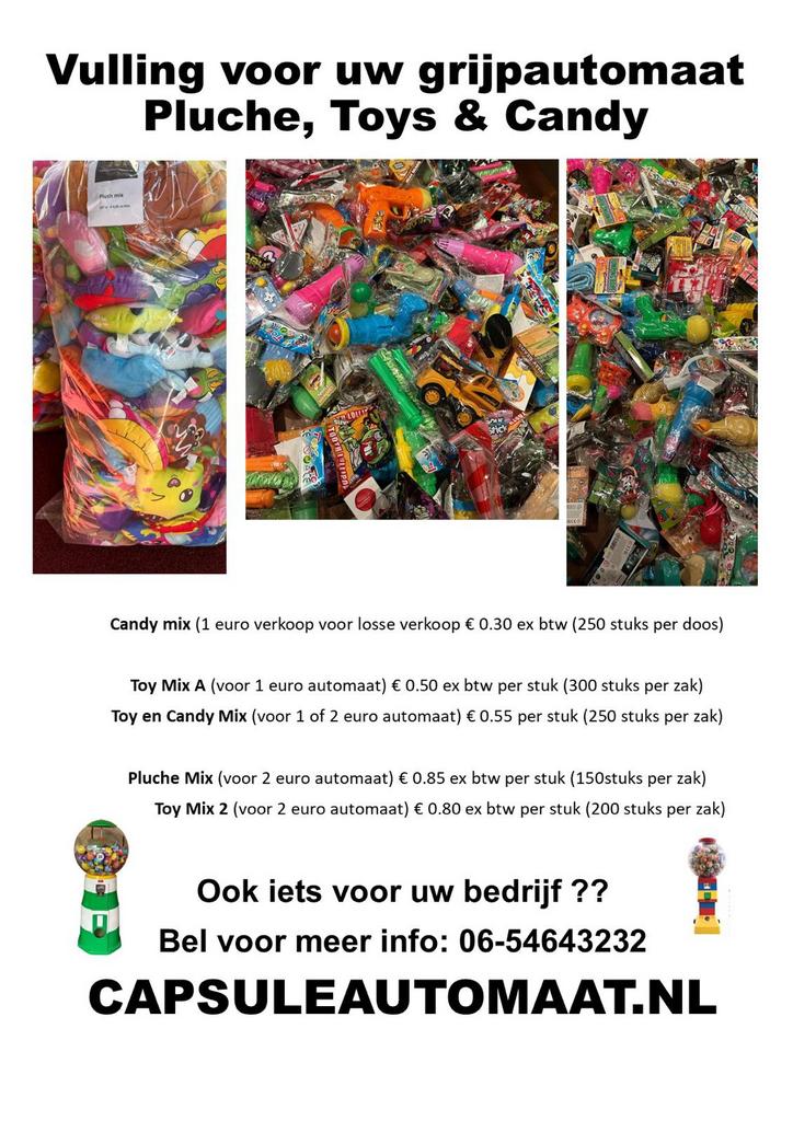 Pluchemix grijpkraan grijpautomaat vending pluche, Nieuw, Ophalen of Verzenden, Nb, Nb