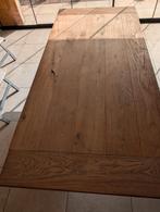 Robuuste eikenhouten tafel met metalen onderstel 220x101x79, Huis en Inrichting, Tafels | Eettafels, Ophalen, 100 tot 150 cm, 200 cm of meer