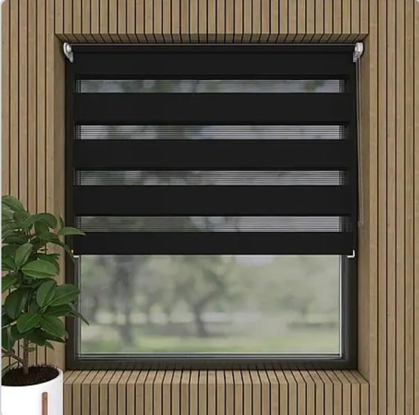 Stijlvol Zwart Duo Rolgordijn - Nieuwstaat, 100 tot 150 cm, Zwart, Modern, Elegant, Ophalen of Verzenden