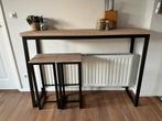 Bartafel net twee krukken, Ophalen, 100 tot 150 cm, Zo goed als nieuw, Metaal