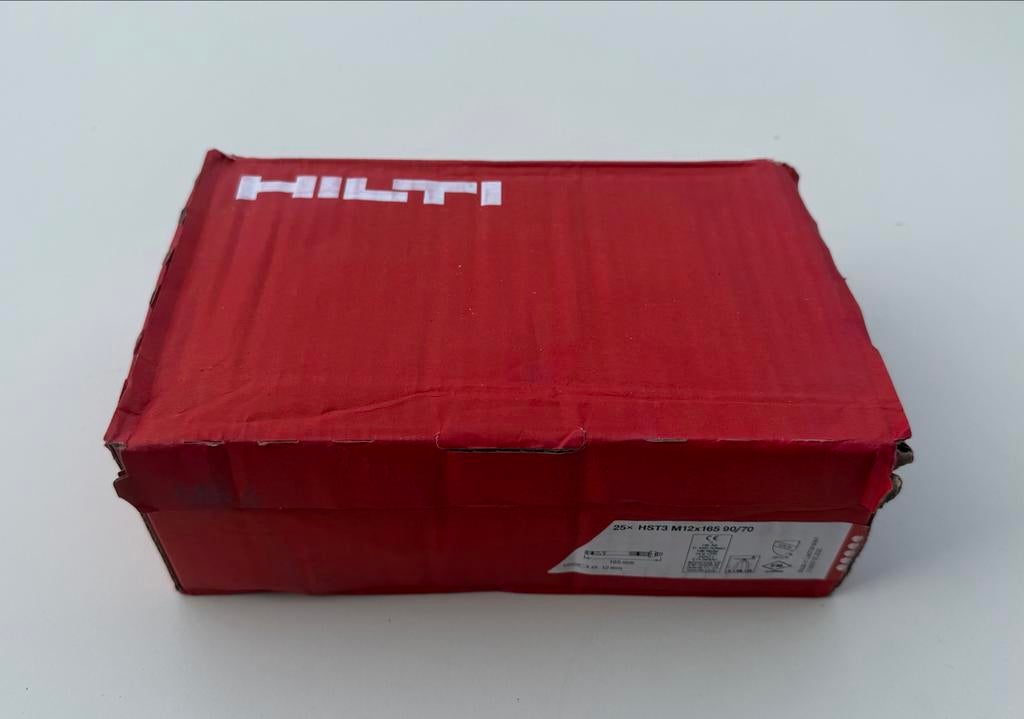 Hilti HST3 M12x165  segmentankers 25 stuks nieuw in doos, Ophalen of Verzenden, Nieuw, 100 tot 250 mm, Bouten of Moeren