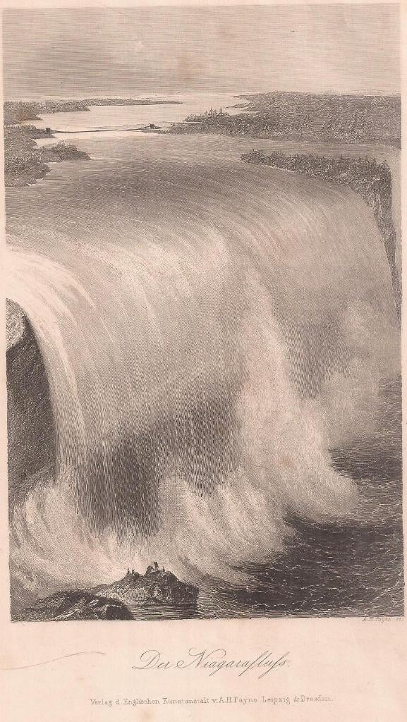 Der Niagarafluss Staalgravure A.H. Payne ca. 1850, Antiek en Kunst, Kunst | Etsen en Gravures, Gravure, Landschap, 1800 - 1899