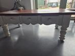 Salontafel hout met wit onderstel en lades, Huis en Inrichting, Tafels | Salontafels, Ophalen, Gebruikt, 100 tot 150 cm, 50 tot 100 cm