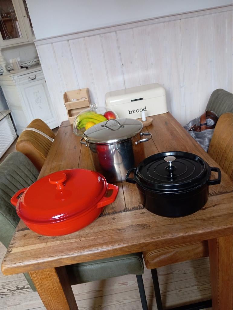 Rode gietijzeren pan, soeppan en braadpan izgs, Ophalen, Gietijzer, Koekenpan of Braadpan