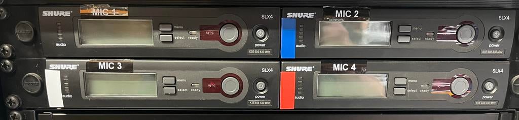 Shure SLX4 set, Handheld & Beltpack (4x), Muziek en Instrumenten, Ophalen of Verzenden, Gebruikt, Zangmicrofoon, Draadloos