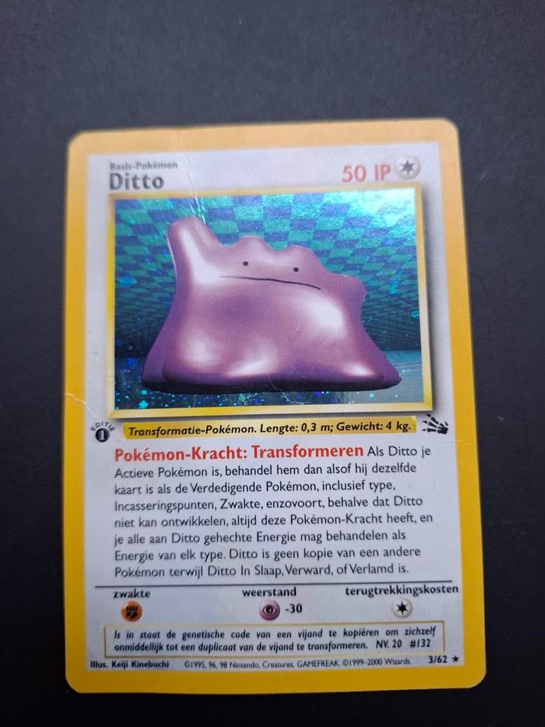 Ditto 3/62 Fossil 1ste holo NL, Hobby en Vrije tijd, Verzamelkaartspellen | Pokémon, Ophalen of Verzenden, Gebruikt, Losse kaart