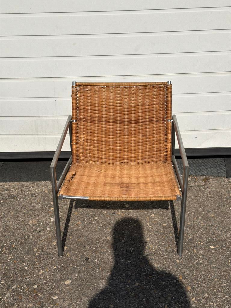 Martin Visser Spectrum SZ01 Fauteuil Pitriet Opknapper, Huis en Inrichting, Fauteuils, Ophalen, Gebruikt, 75 tot 100 cm, Metaal