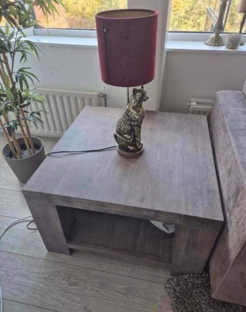 Pronto Wonen salontafel Acacia Light Grey, Ophalen, Vierkant, 50 tot 100 cm, Zo goed als nieuw