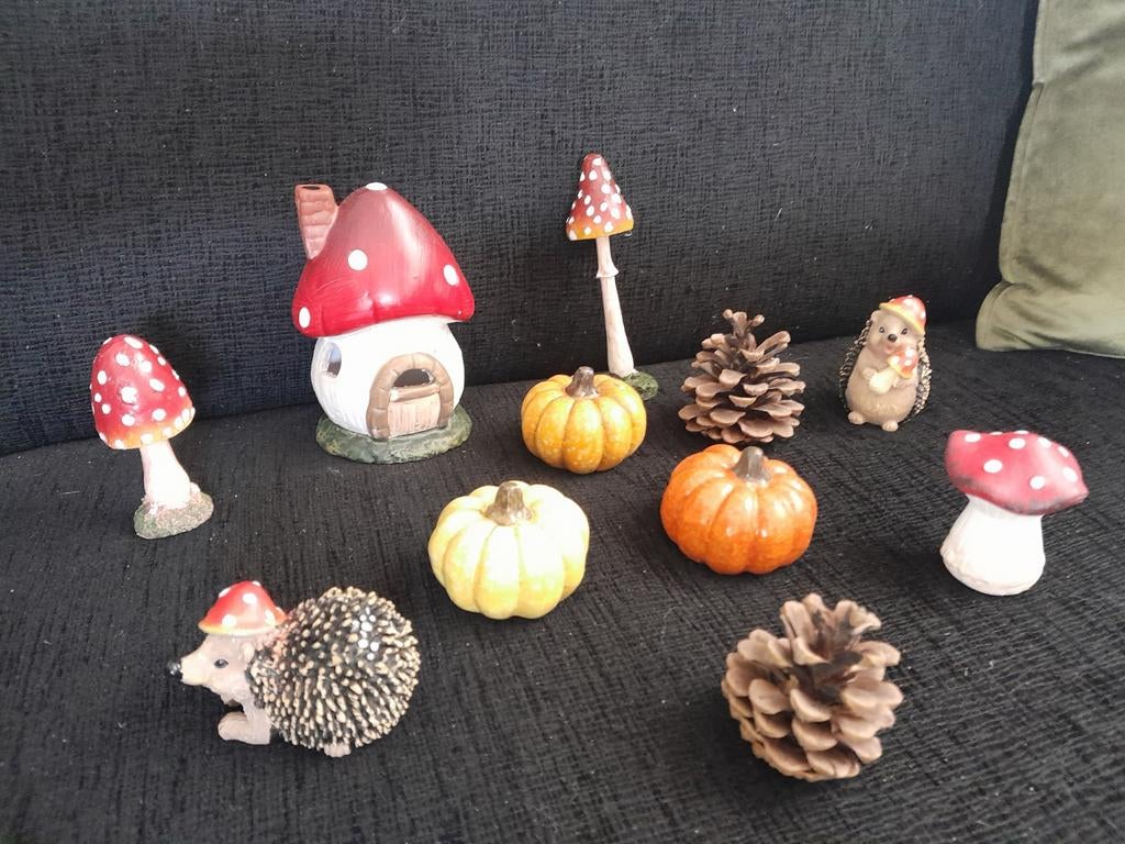 Herfst decoratie set met paddenstoelen en pompoenen, Huis en Inrichting, Woonaccessoires | Overige, Ophalen of Verzenden