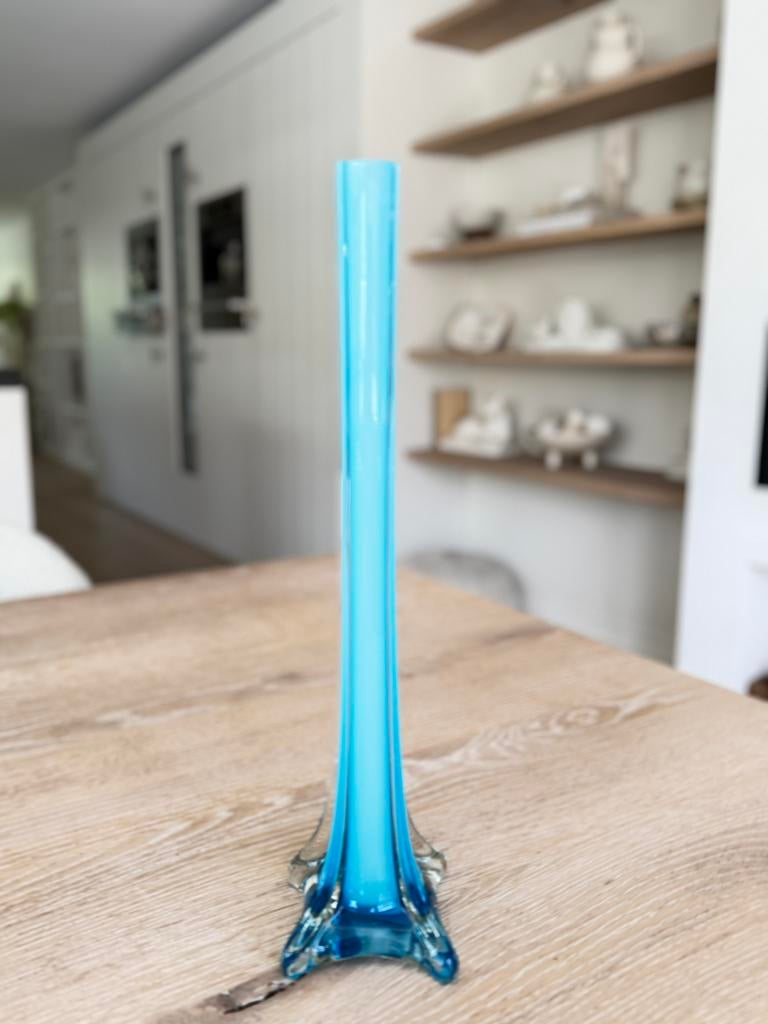 Vaasje turquoise murano glas, Ophalen of Verzenden