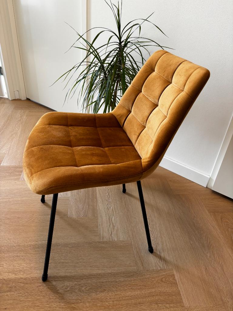 Eetkamerstoelen 4X, Huis en Inrichting, Stoelen, Ophalen, Kunststof, Bruin, Zo goed als nieuw