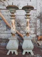 Set brocante, houten kandelaars €35, Antiek en Kunst, Curiosa en Brocante, Ophalen of Verzenden