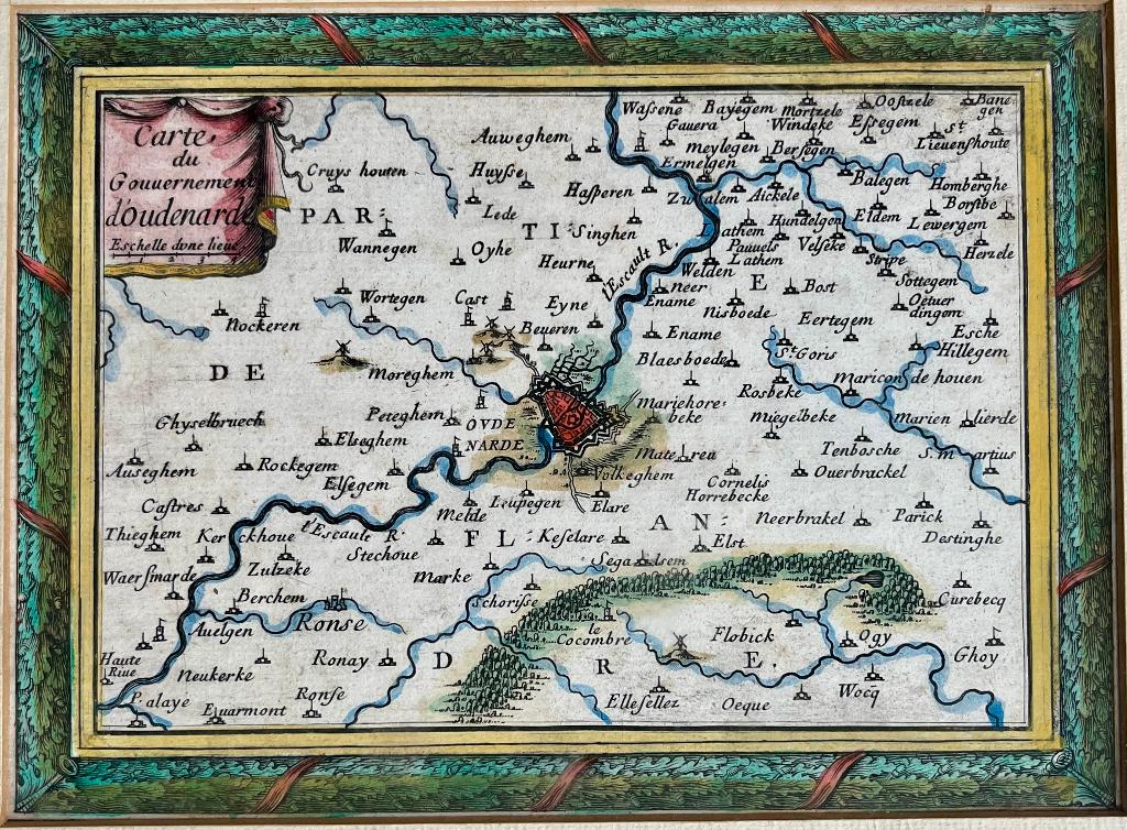 Oudenaarde Sr. S. de Beaulieu Gravure ca.1668, Cartografie, 1600 - 1699, Ophalen of Verzenden, Ingelijst