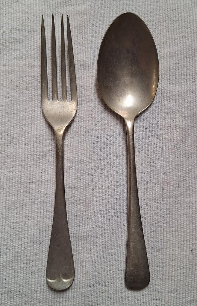 WO2 Engeland set bestek lepel J.R.&Co. en vork L.H. 1944, Verzamelen, Militaria | Tweede Wereldoorlog, Verzenden, Landmacht, Engeland