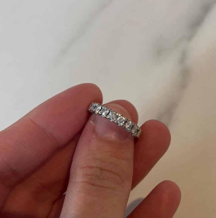 Witgouden alliance ring, 0.49ct, Groeibriljant Diamond Point, Sieraden, Tassen en Uiterlijk, Ringen, Gebruikt, Dame, Kleiner dan 17