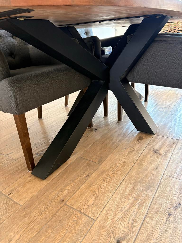 Ovale eettafel Sylvana 200x100cm met zwart metalen onderstel, Huis en Inrichting, Zo goed als nieuw, 150 tot 200 cm, Vier personen