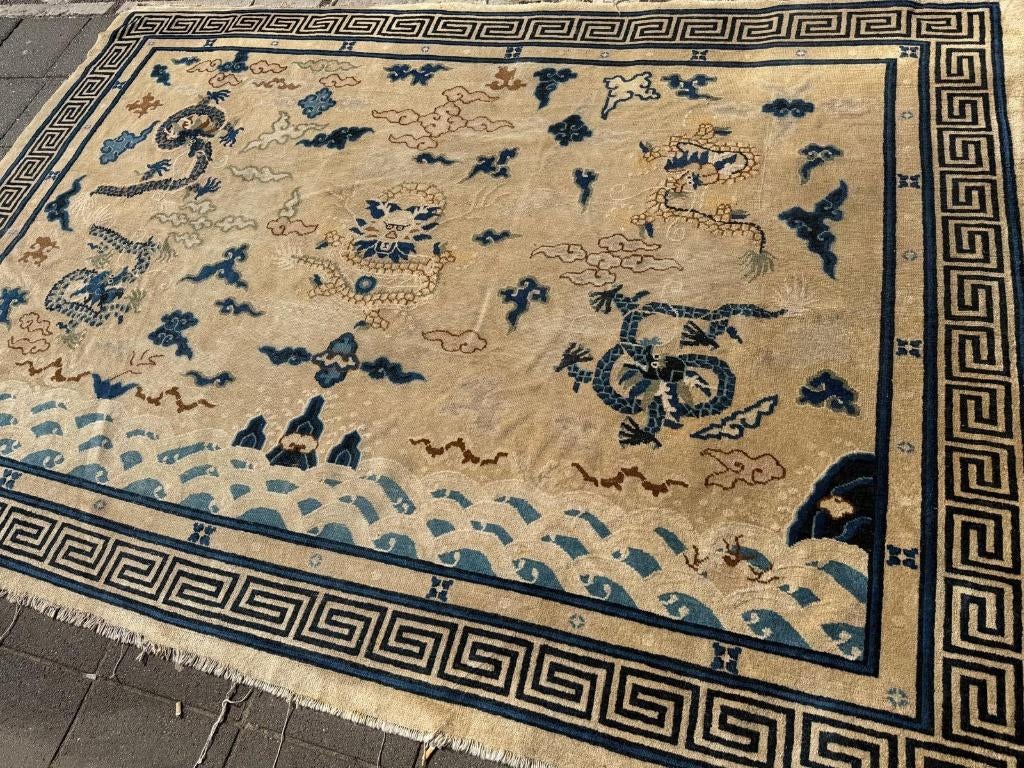 Antiek Chinees tapijt ( antique China Rug ) 340x 240 cm, Gebruikt, Overige kleuren, Wol, 200 cm of meer