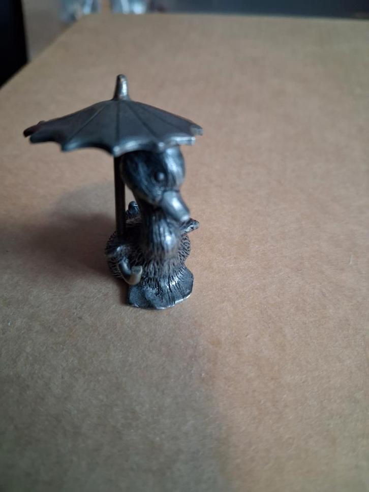 Tinnen eendje met paraplu - Decoratief beeldje, Verzamelen, Beelden en Beeldjes, Ophalen