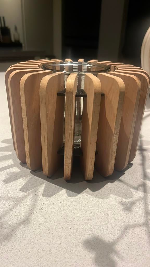 Houten windlicht, Huis en Inrichting, Ophalen of Verzenden, Nieuw, Hout, Minder dan 25 cm