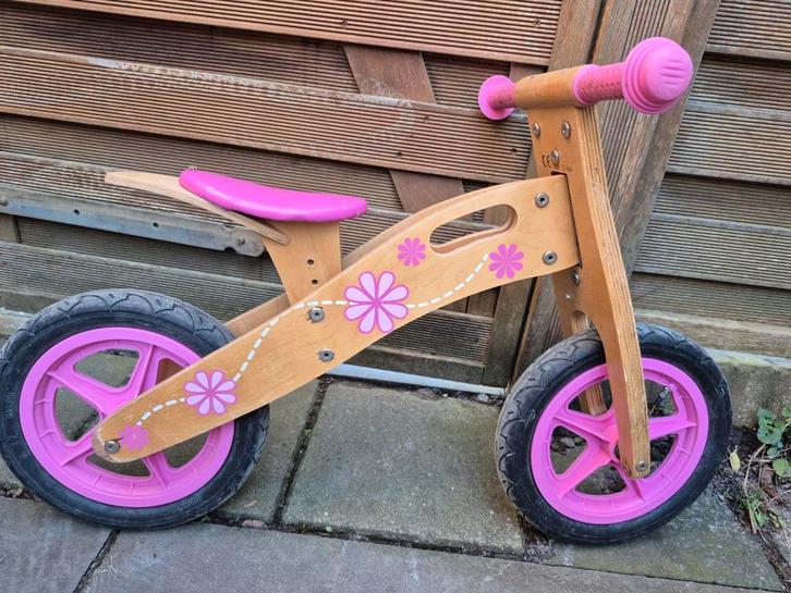 Houten loopfiets voor meisjes, Kinderen en Baby's, Speelgoed | Buiten | Voertuigen en Loopfietsen, Gebruikt, Loopfiets, Ophalen