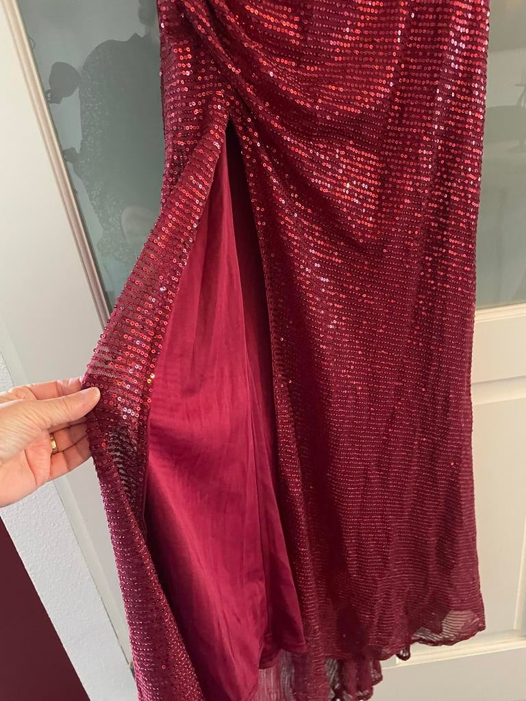 Rode galajurk met pailletten, Maat 38/40 (M), Galajurk, Ophalen of Verzenden, Zo goed als nieuw