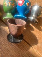 Zes eierdopjes, verschillende materialen, Overige materialen, Gebruikt, Overige typen, Ophalen of Verzenden