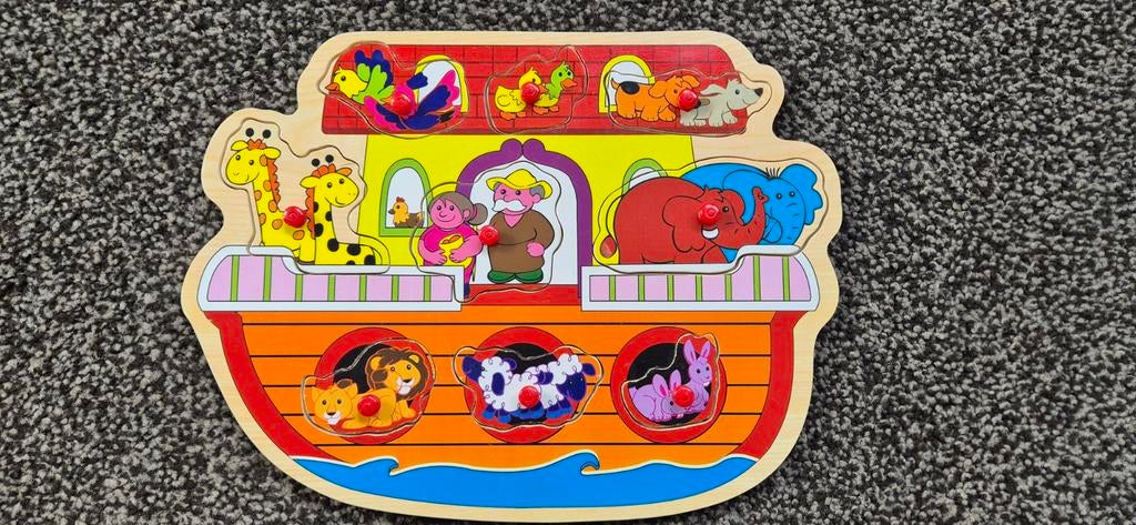 Houten inlegpuzzel Ark van Noach, Ophalen of Verzenden