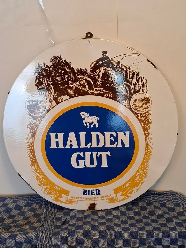 Emaille bord, Verzamelen, Biermerken, Ophalen of Verzenden, Gebruikt, Reclamebord, Plaat of Schild, Overige merken